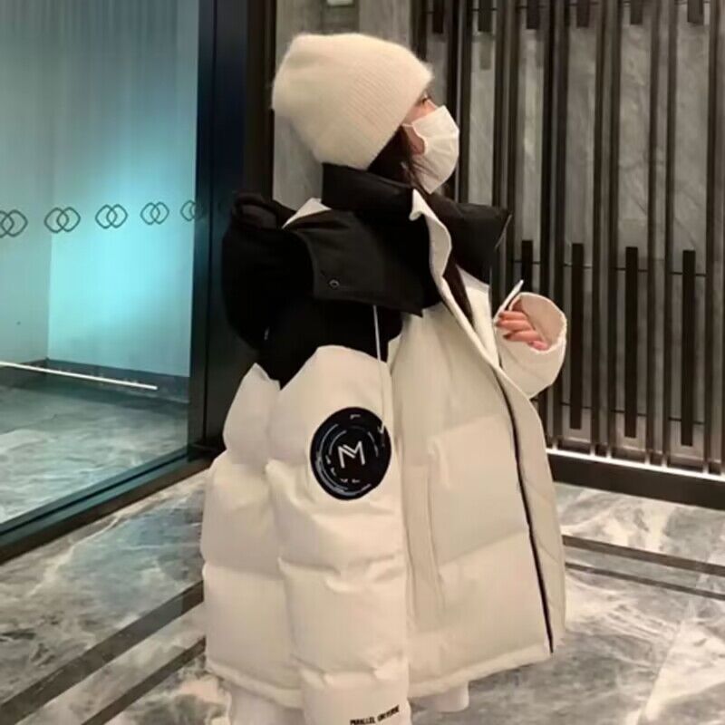 羽绒服2024年冬季新款拼色羽绒羽绒棉女短款小众设计加厚保