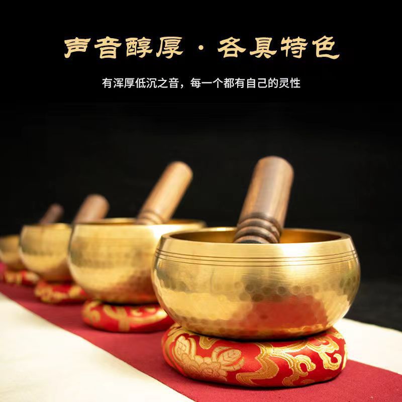 尼泊尔颂钵甄选手工静心钵瑜伽钵收藏玄关摆件金色铜铜摆件