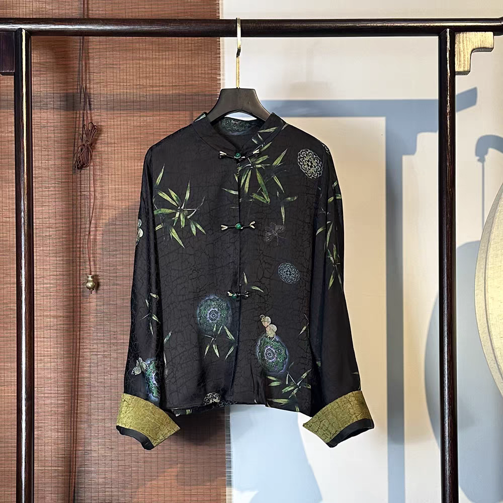 【6173】竹叶 香云纱老料新中式外套2024年秋外套