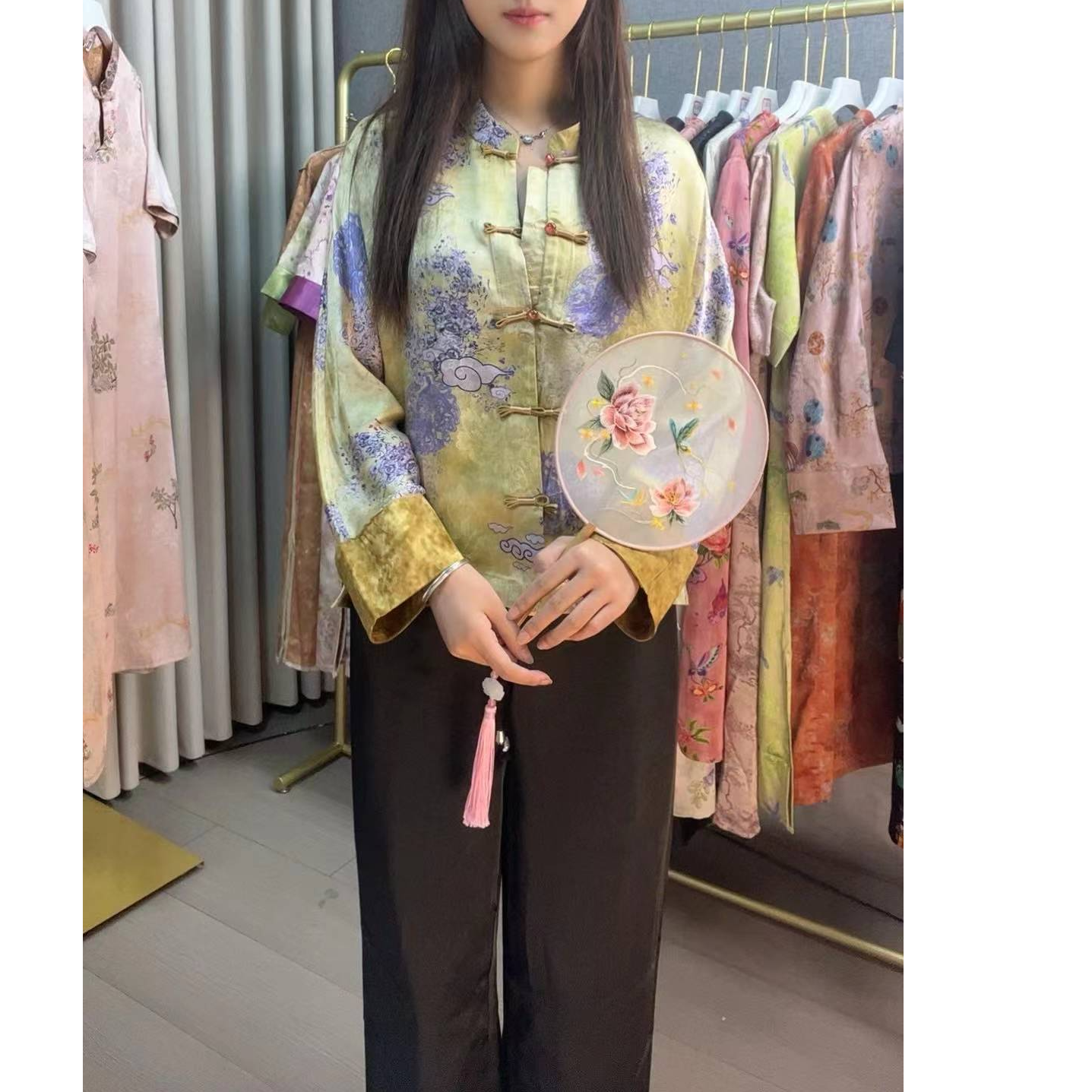 【祥云】春秋新款新中式上衣民族风提花ins圆领