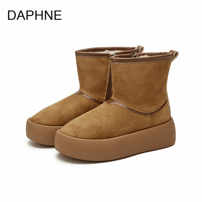 达芙秋冬妮雪地靴女2024冬季新款加绒长筒保暖靴厚底防滑百搭女鞋