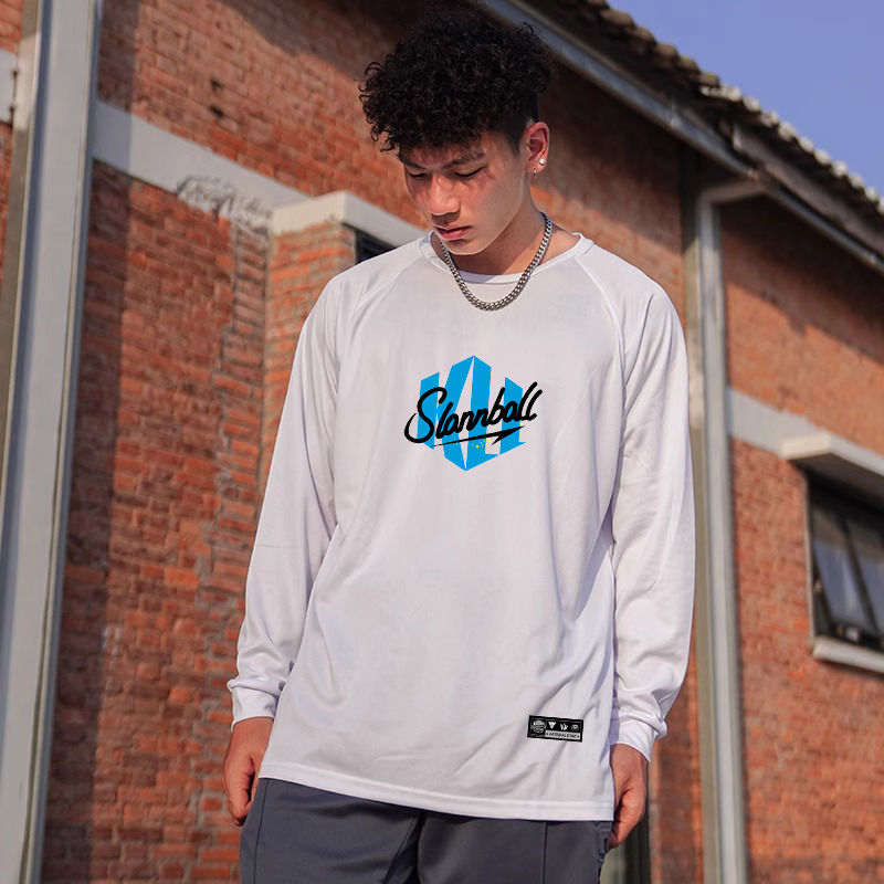 SLAMBLL美式投篮服长袖训练服纯色网眼速干衣简约篮球运动t恤男潮