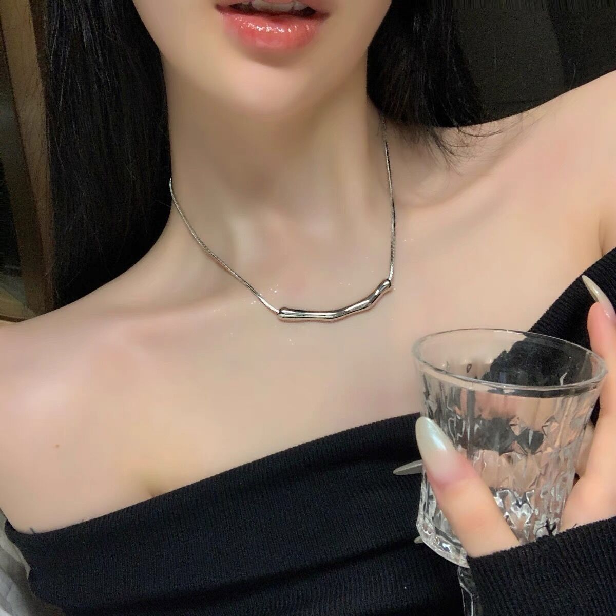 钛钢项链 冷淡风素款钛钢项链不掉色轻奢小众蛇形锁骨链颈链情侣i