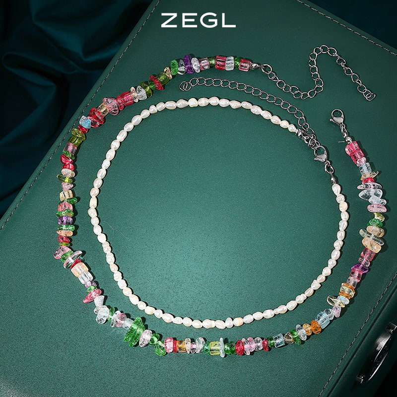 ZEGL【福袋】不规则彩石叠搭链