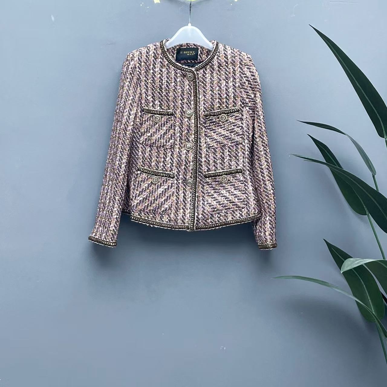 冬季小香风粗花呢外套TD528125