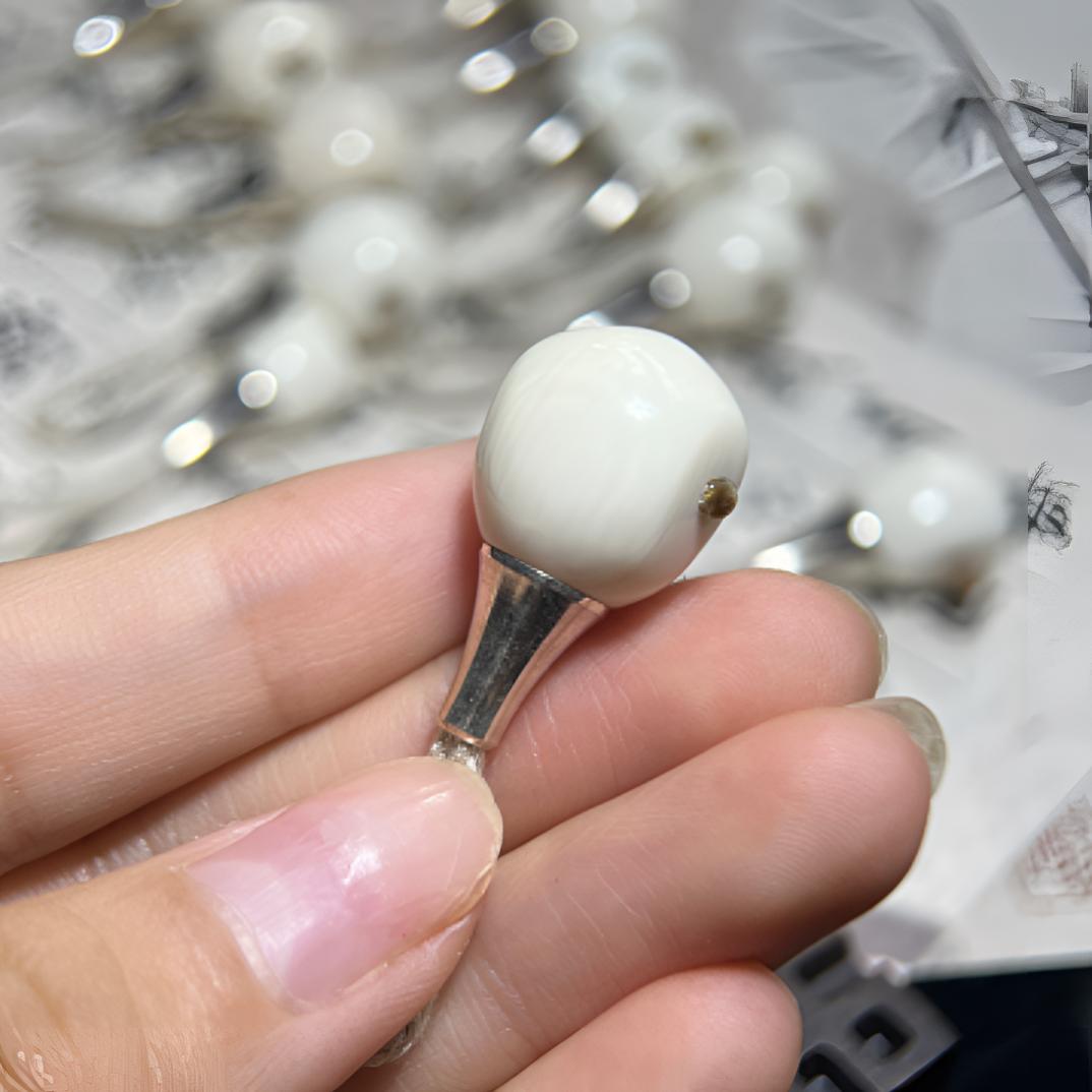 天然猛犸牙原色银塔榫卯分体佛头三通百香籽金刚星月菩提配饰