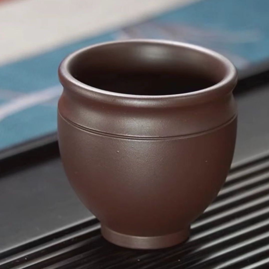 3108宜兴石红禅定杯紫砂杯主人杯缸杯大容量纯手工大口杯大肚单杯