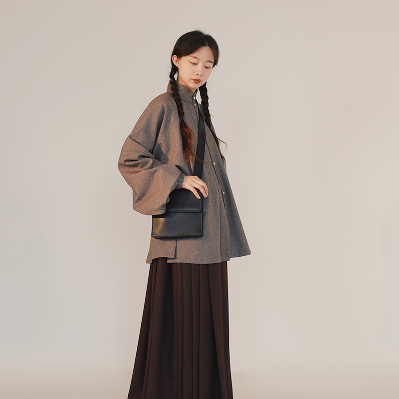 九和上衣春秋气质小个子复古学院风百褶时尚短款休闲中长款百搭