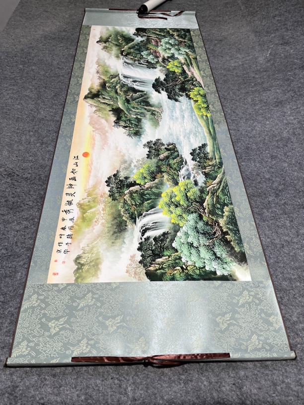 横江山如画卷轴画（宽180，高62）