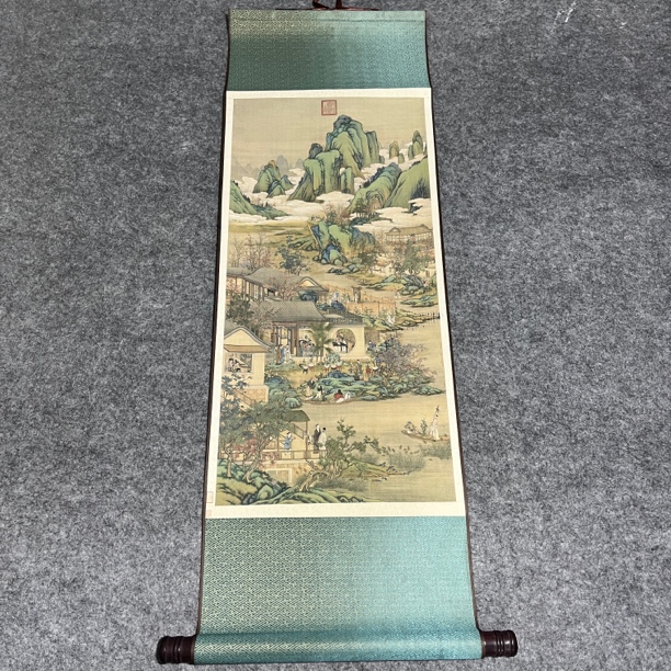 十二月令图九月九日重阳节卷轴画（宽47，高140）