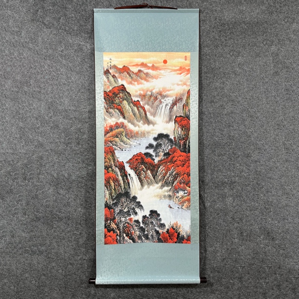 鸿运当头二卷轴画（宽62，高160）