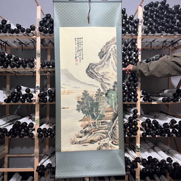 沧浪渔笛图卷轴画（宽62，高160）