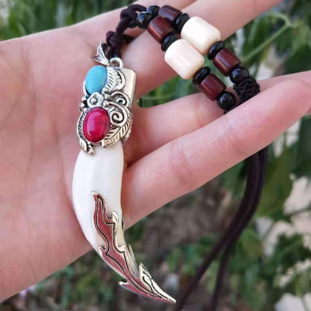 合金吊坠 钛钢吊坠狼牙项链狼牙项链男士 黑狗牙霸气个性衣服配饰