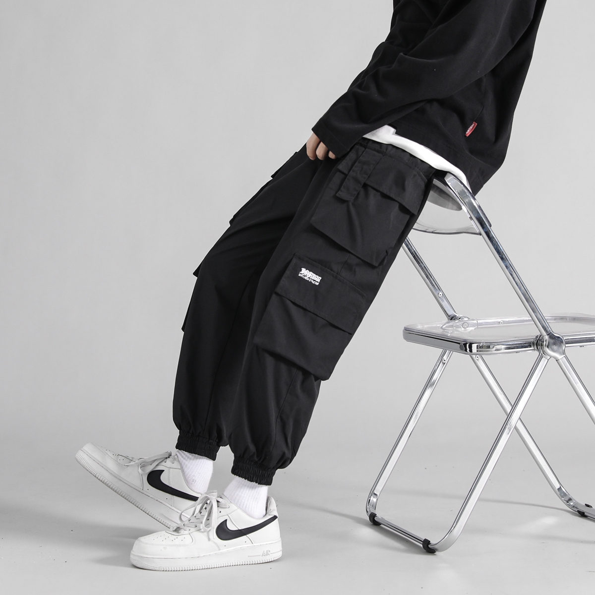 q宽松百搭直筒夏季以舟转化率10%工装裤户外露营休闲裤裤子束脚