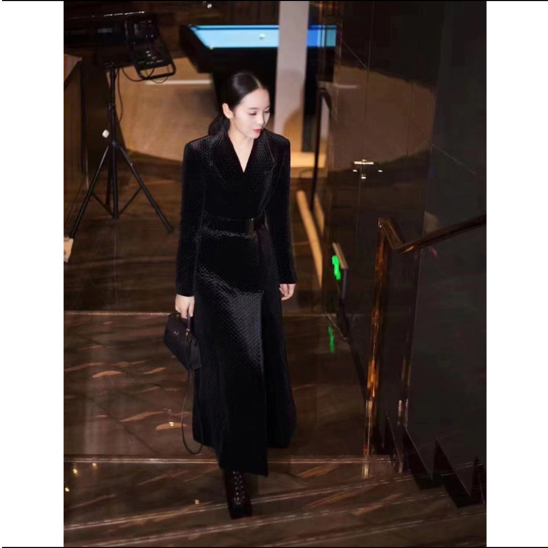 R.RUIRUI高奢订制丝绒腰带款风衣外套  23199款