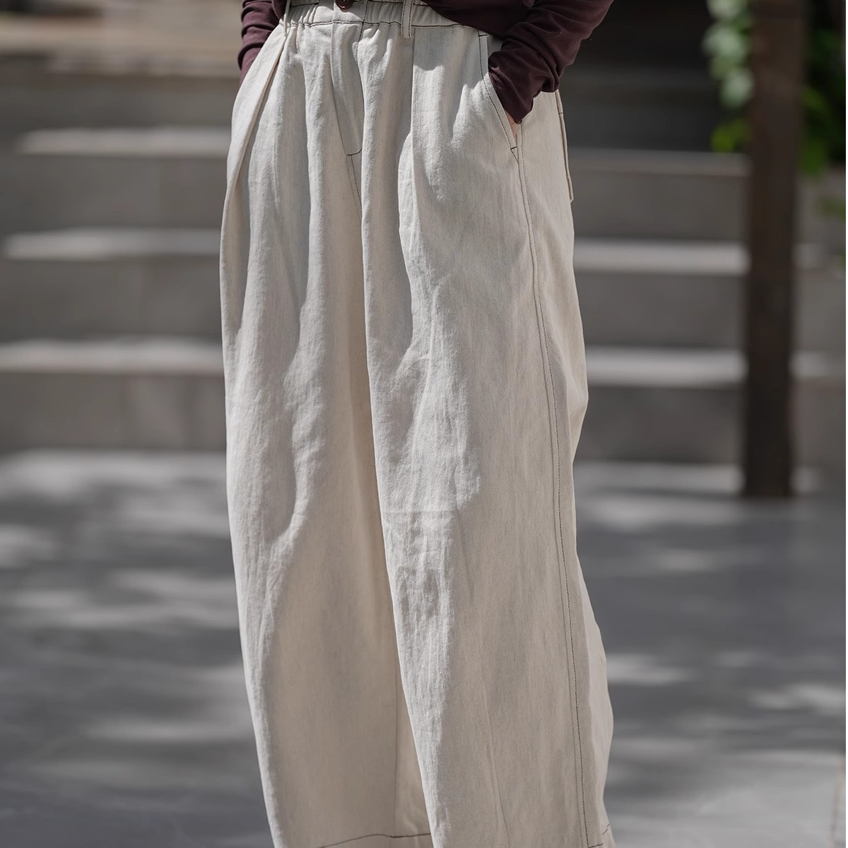 十五家2025春秋新款棉麻牛仔裤休闲文艺百搭宽松阔腿裤子显瘦女