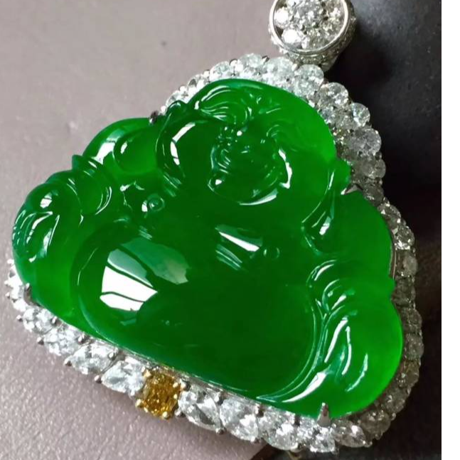 缅甸翡翠佛公吊坠镶嵌翡翠新年配饰