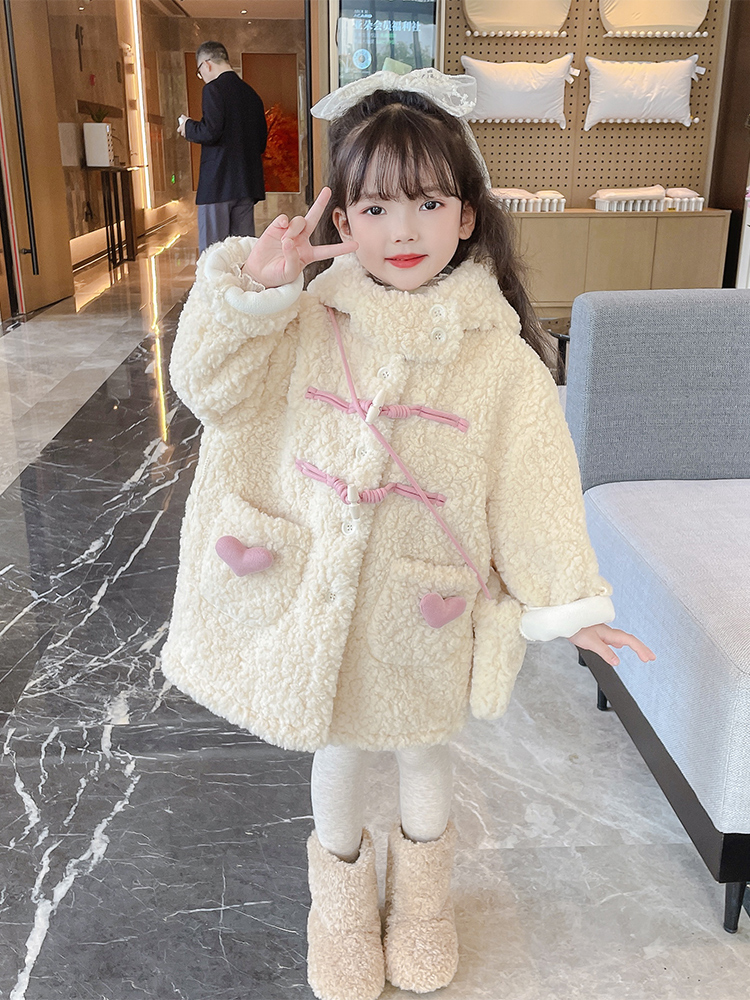 品巴拉巴拉儿童羊羔绒女童秋冬冬装洋气宝宝加厚加绒童装毛外套