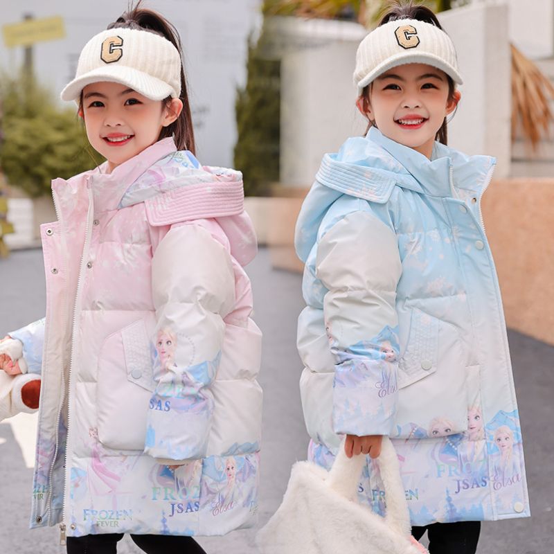 品巴拉巴拉女童羽绒服中长款儿童公主加厚童装加厚羽绒服外套冬