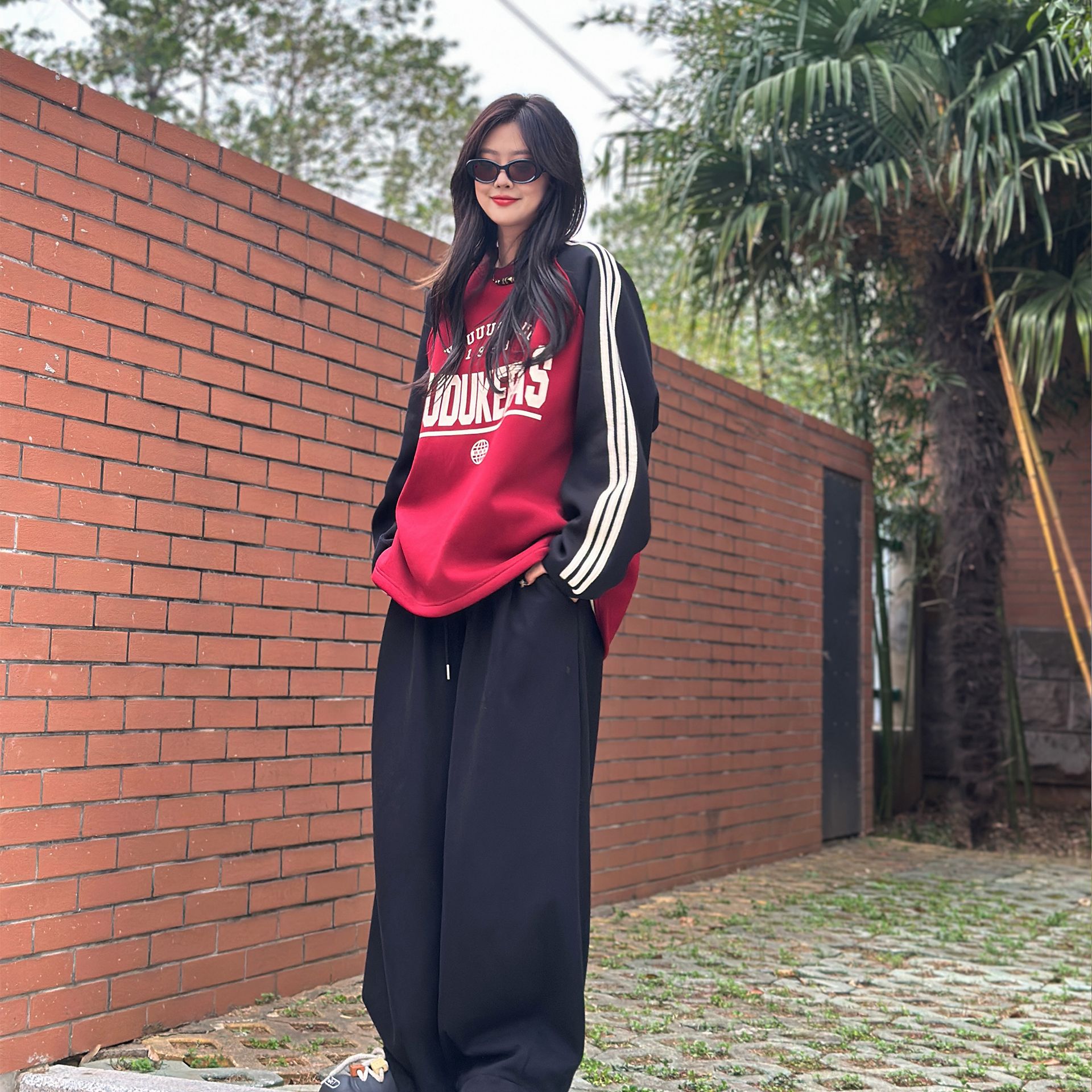 橘子罐头24新款卫衣时尚运动休闲宽松加绒加厚韩版印花卫衣