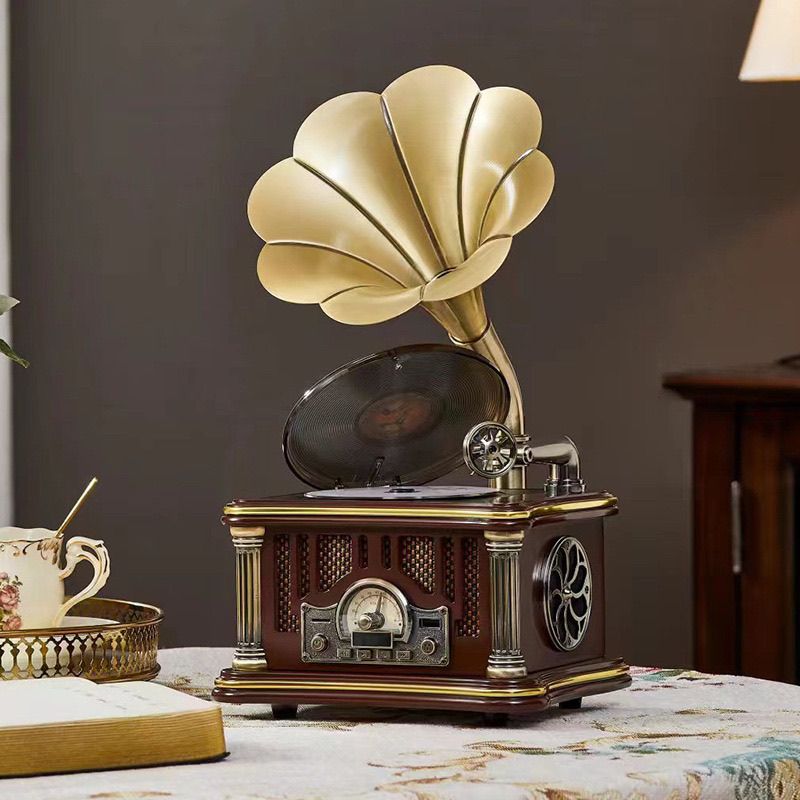 洛斯贝拉CD款留声机迷你实木仿古充插两用复古式喇叭客厅蓝牙音响