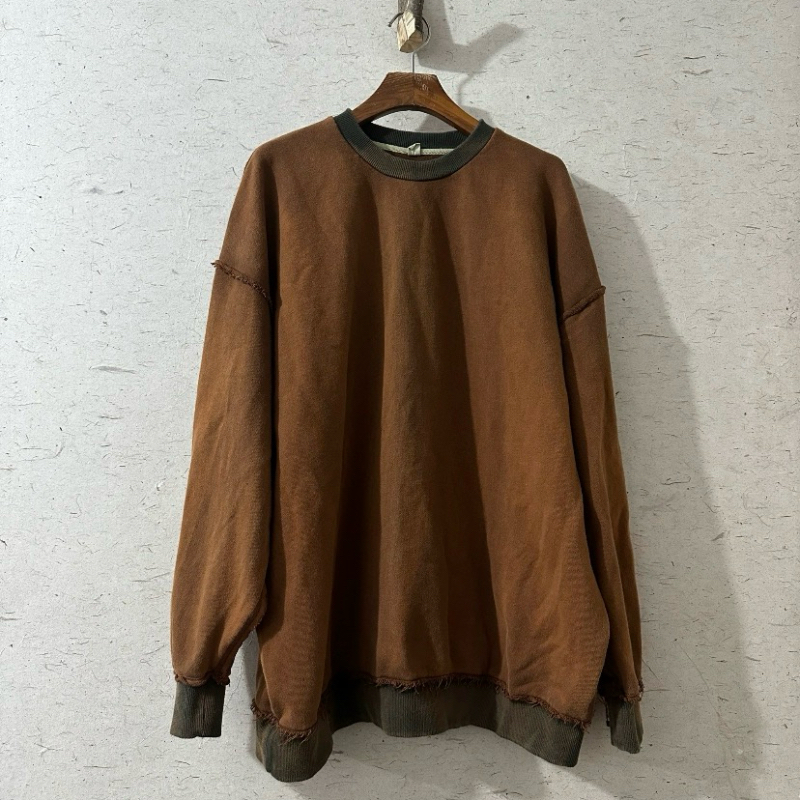 289需拍找客服100棉做旧圆领套头卫衣长71胸围133休闲小众宽松