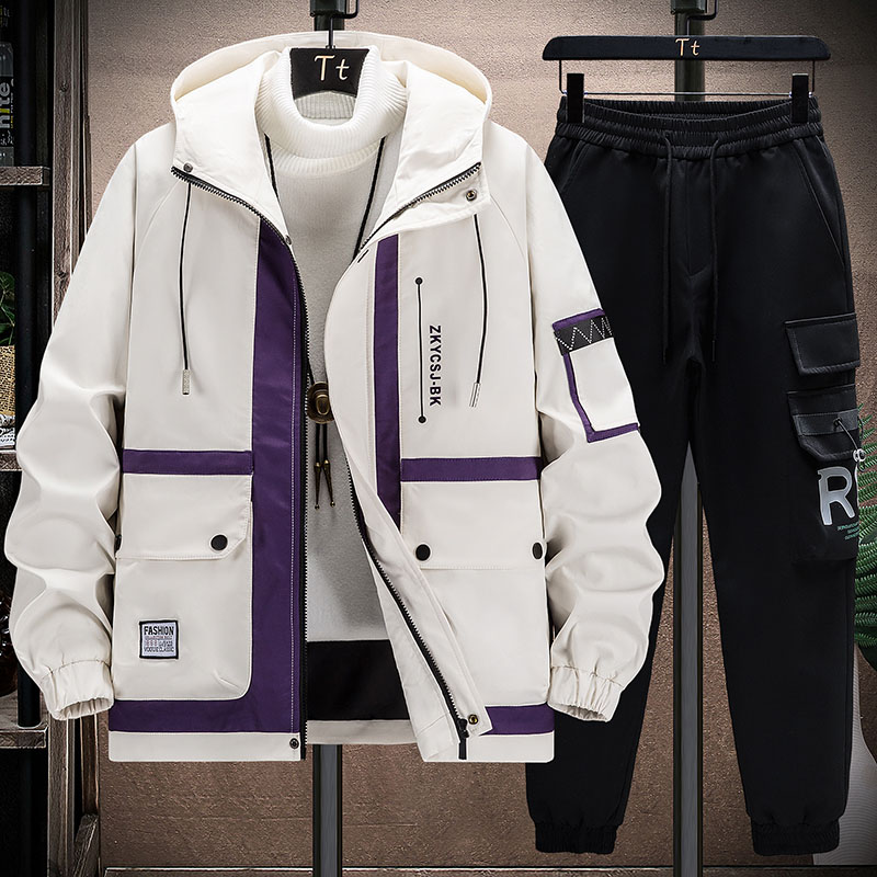 秋冬男套装新款学生加厚韩版男士帅气尚依一品新男夹克秋冬季2024