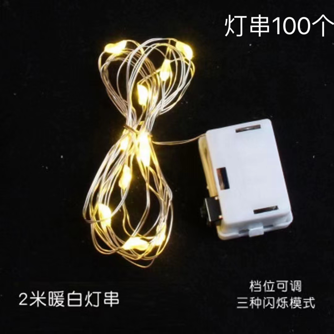 「中浩」两米网红led铜线灯串铜线灯纽扣电池100条