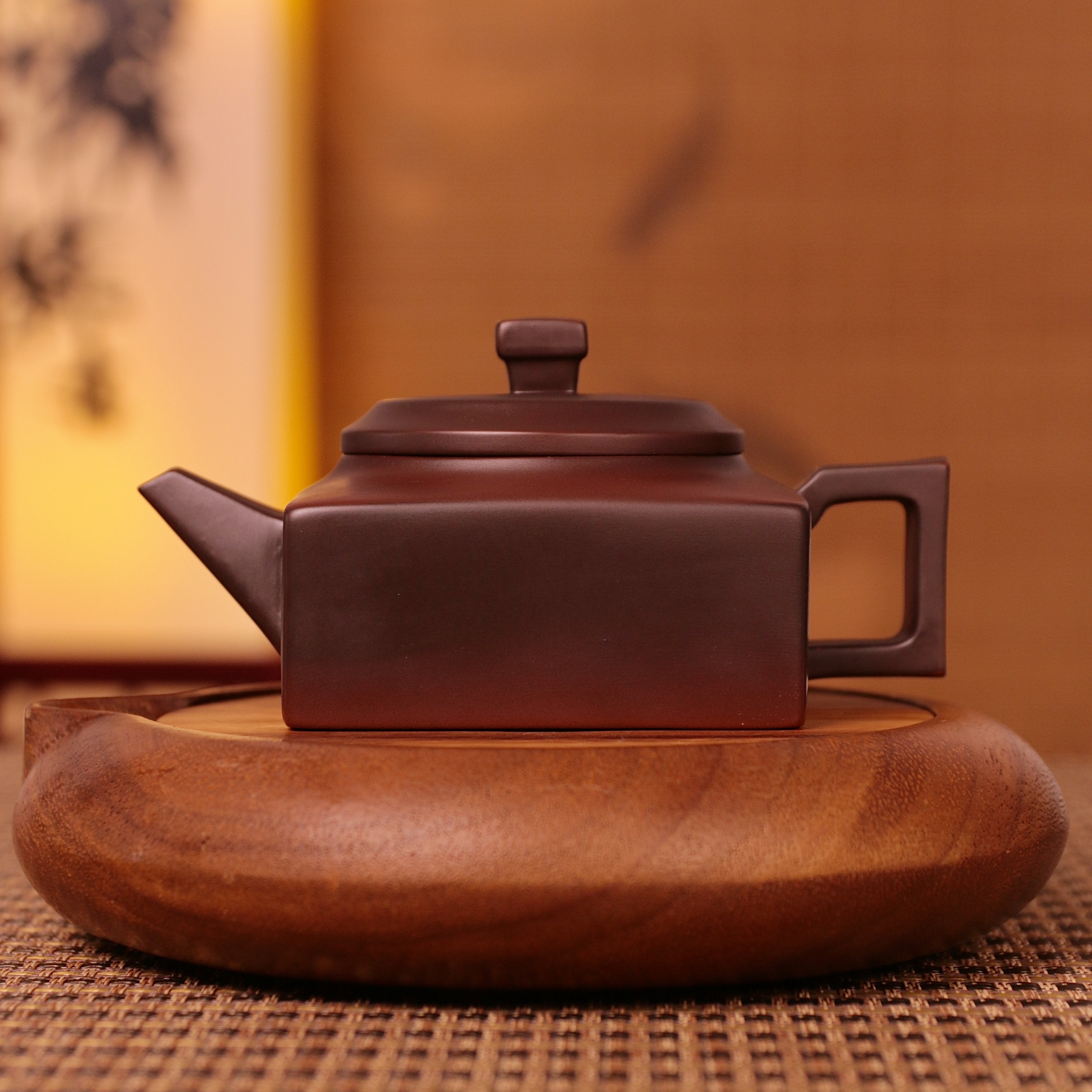 紫陶泥四方壶大容量家用中式纯手工茶壶家用复古大号陶瓷紫砂壶C8