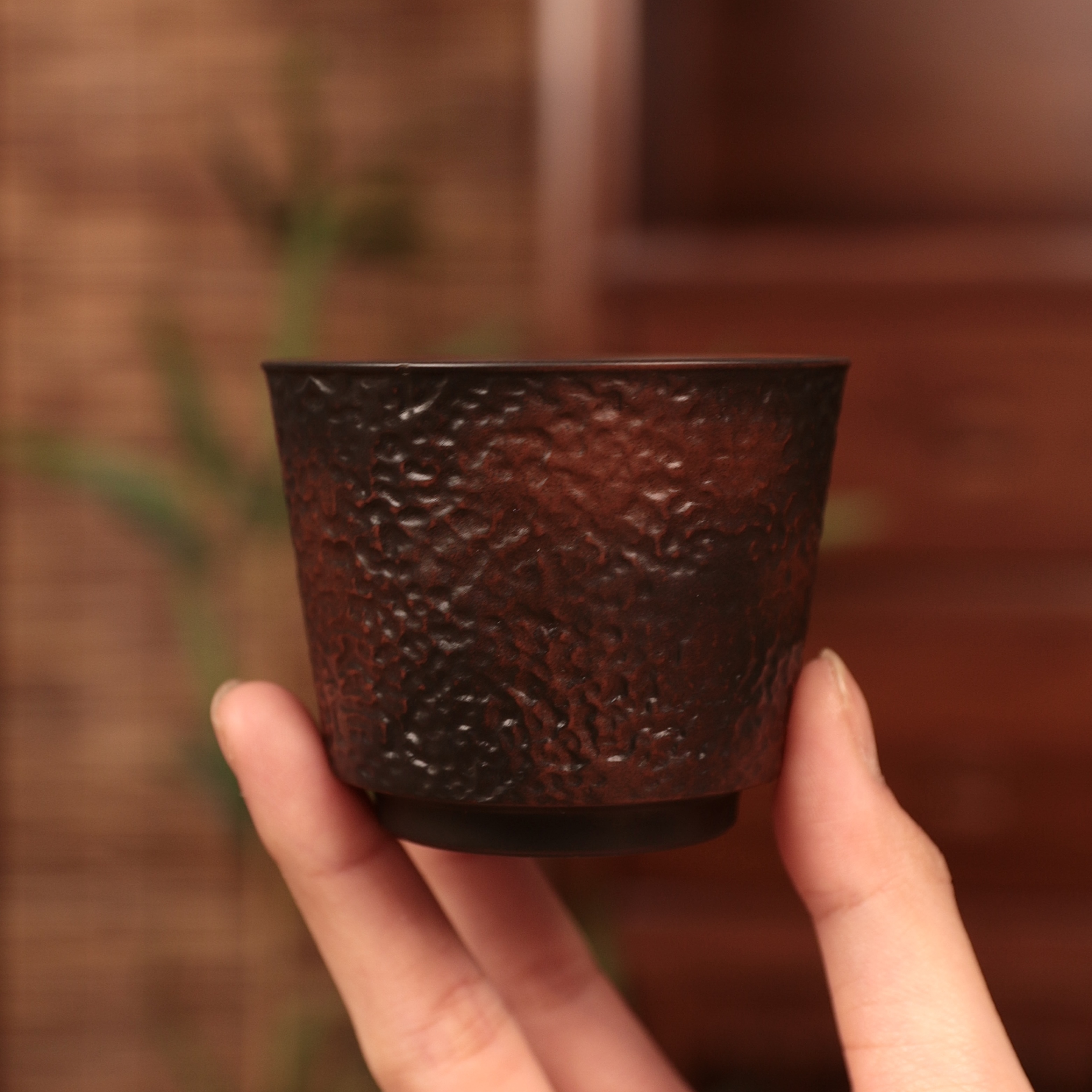 紫陶泥浮雕锤纹主人杯个人杯品茗杯-100毫升E230
