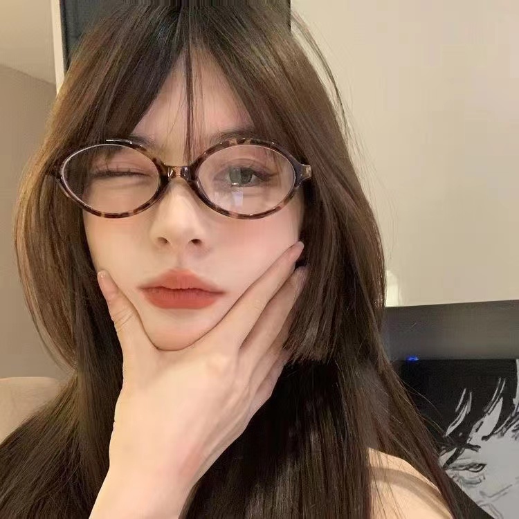 张元英同款miu书呆子眼镜近视女2024玳瑁高级感椭圆小框可选度数