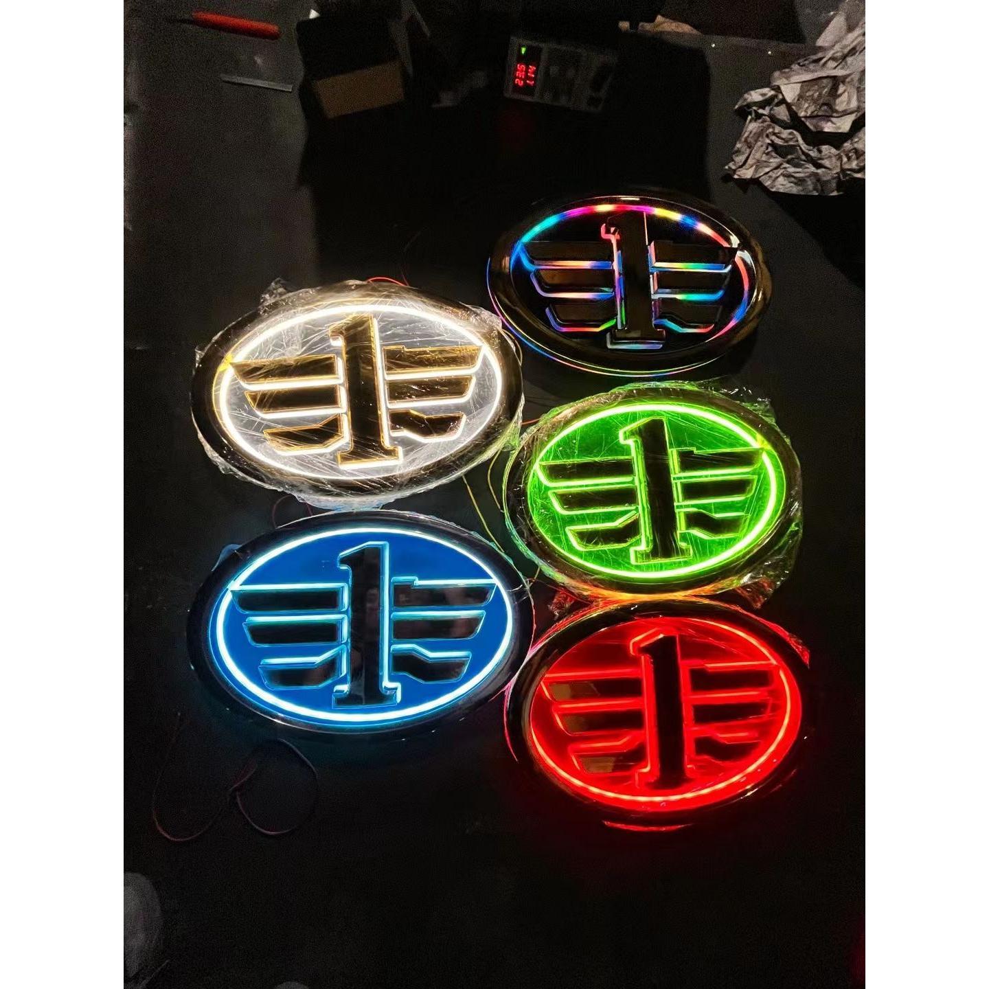 解放JH6专用车标带光发光JH6LED面板车标银色金色JH6带灯车标led