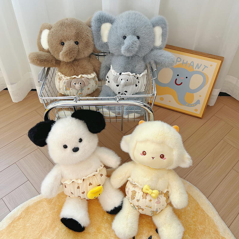 森林动物公仔大象跑步玩偶小羊狗狗毛绒玩具儿童布娃娃生日礼物