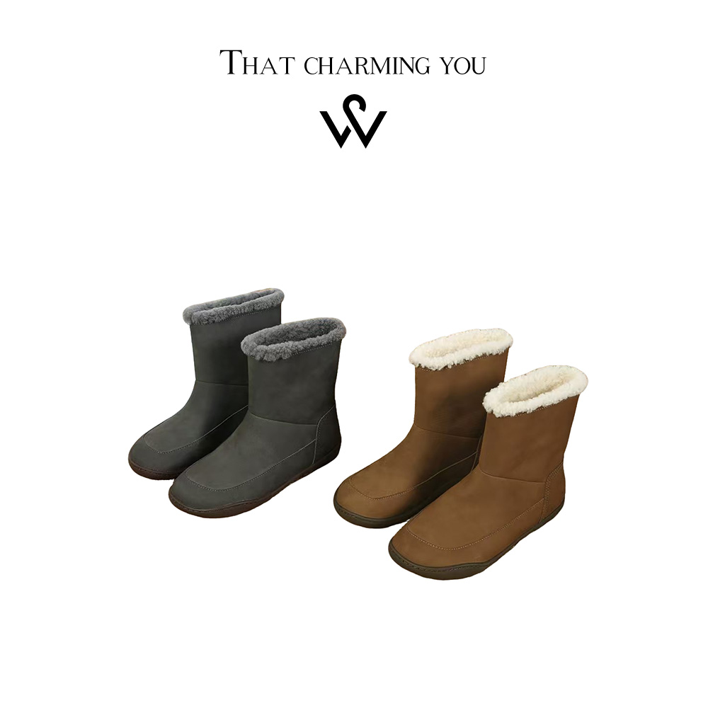 WAWA【旧事】新款复古时尚加绒保暖雪地中筒靴YS-1015