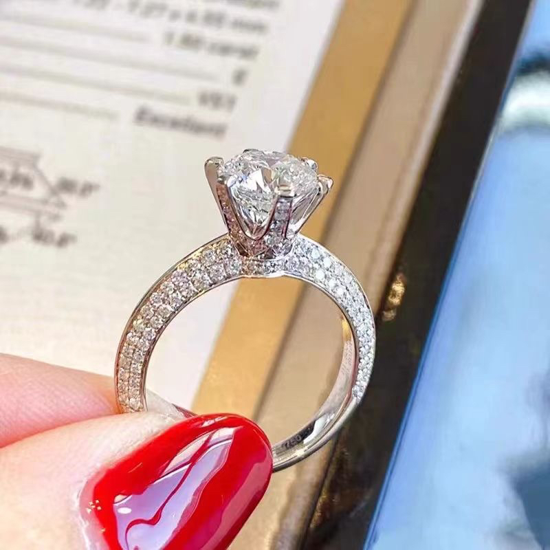 实验室培育钻石18K 半壁江山豪镶钻戒 培育钻石戒指求婚订婚戒指