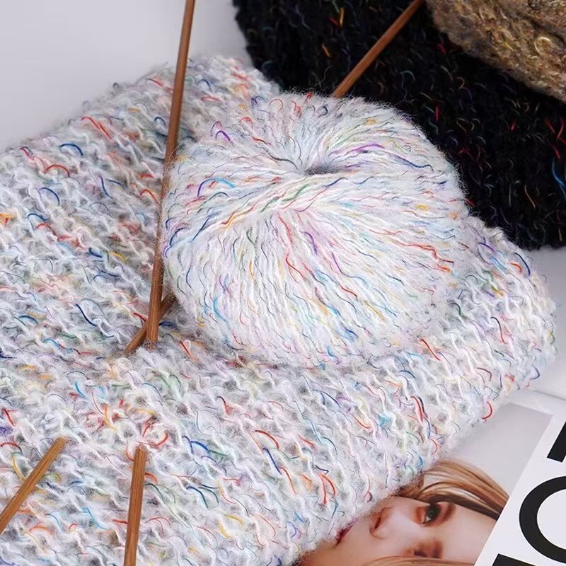 炫彩浪漫羊驼绒马海毛手工棒针编织毛衣围巾帽子花色渐变羊毛毛线