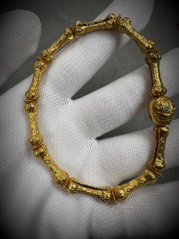 999足金品牌骨链手串单圈文玩珠宝串