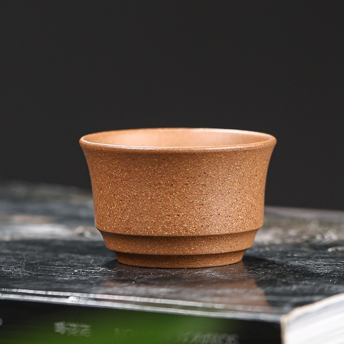 双线黄段泥本山原矿紫砂50CC机车杯纯手工