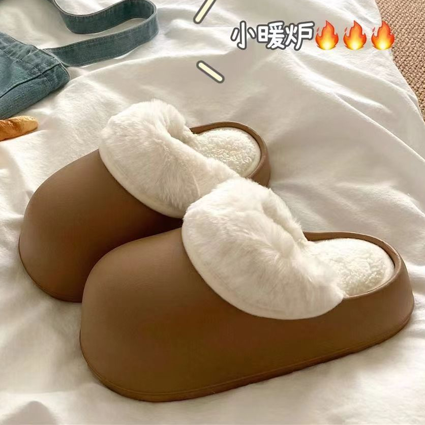 【信熙】 防滑新款冬季棉拖鞋女ins风外穿厚底可拆洗棉拖鞋居家毛拖