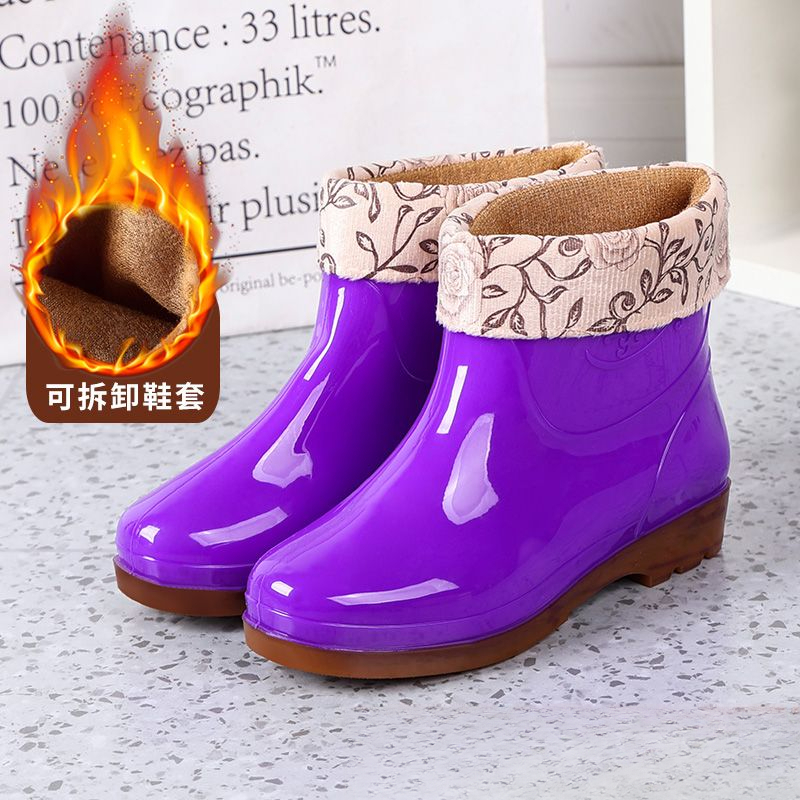 【凯越】水鞋女短筒时尚防滑雨靴成人水鞋外穿水靴厨房防滑水鞋加绒