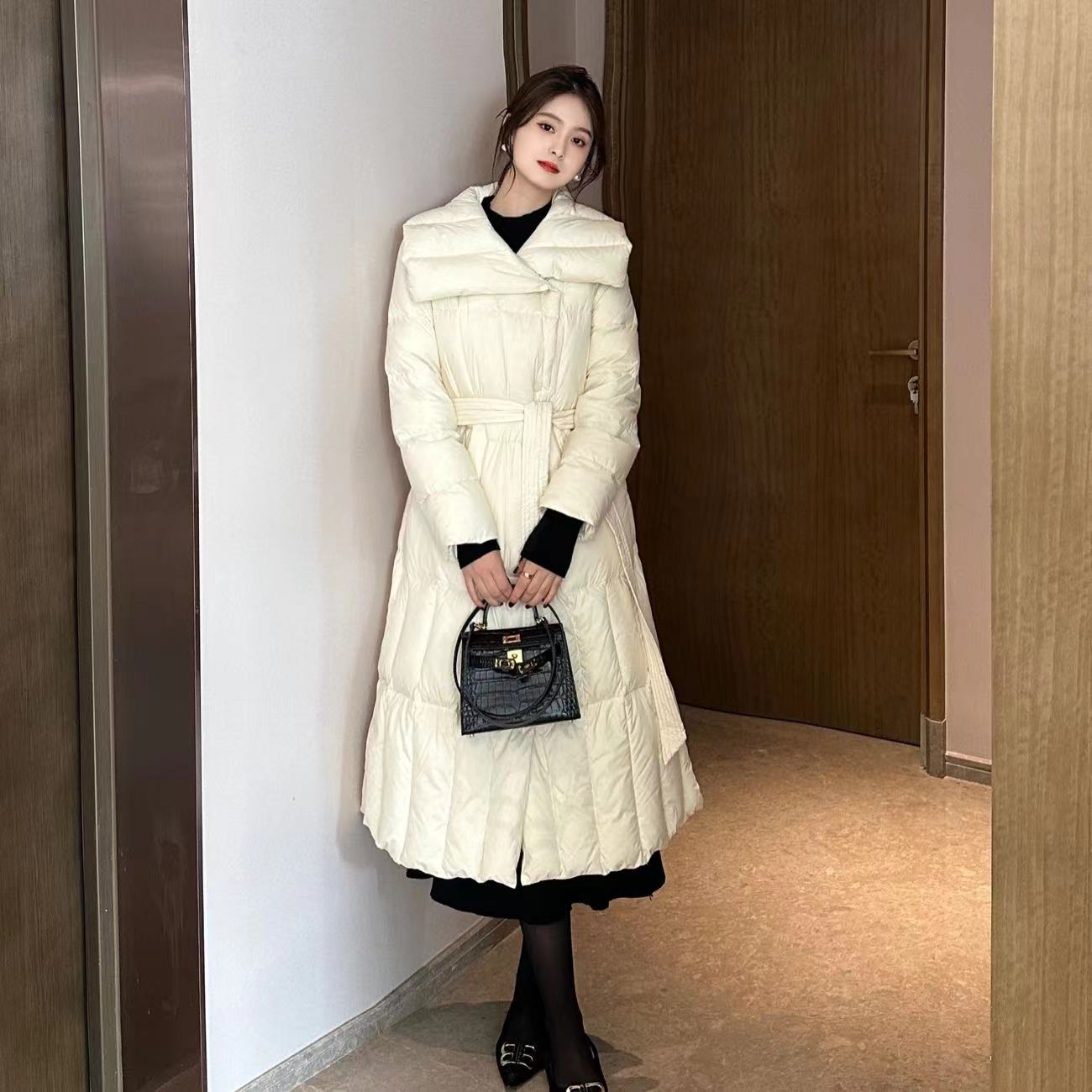 LUOZHIYIN/罗知音C39085TZ冬季白鸭绒中长款羽绒服过膝外套保暖系