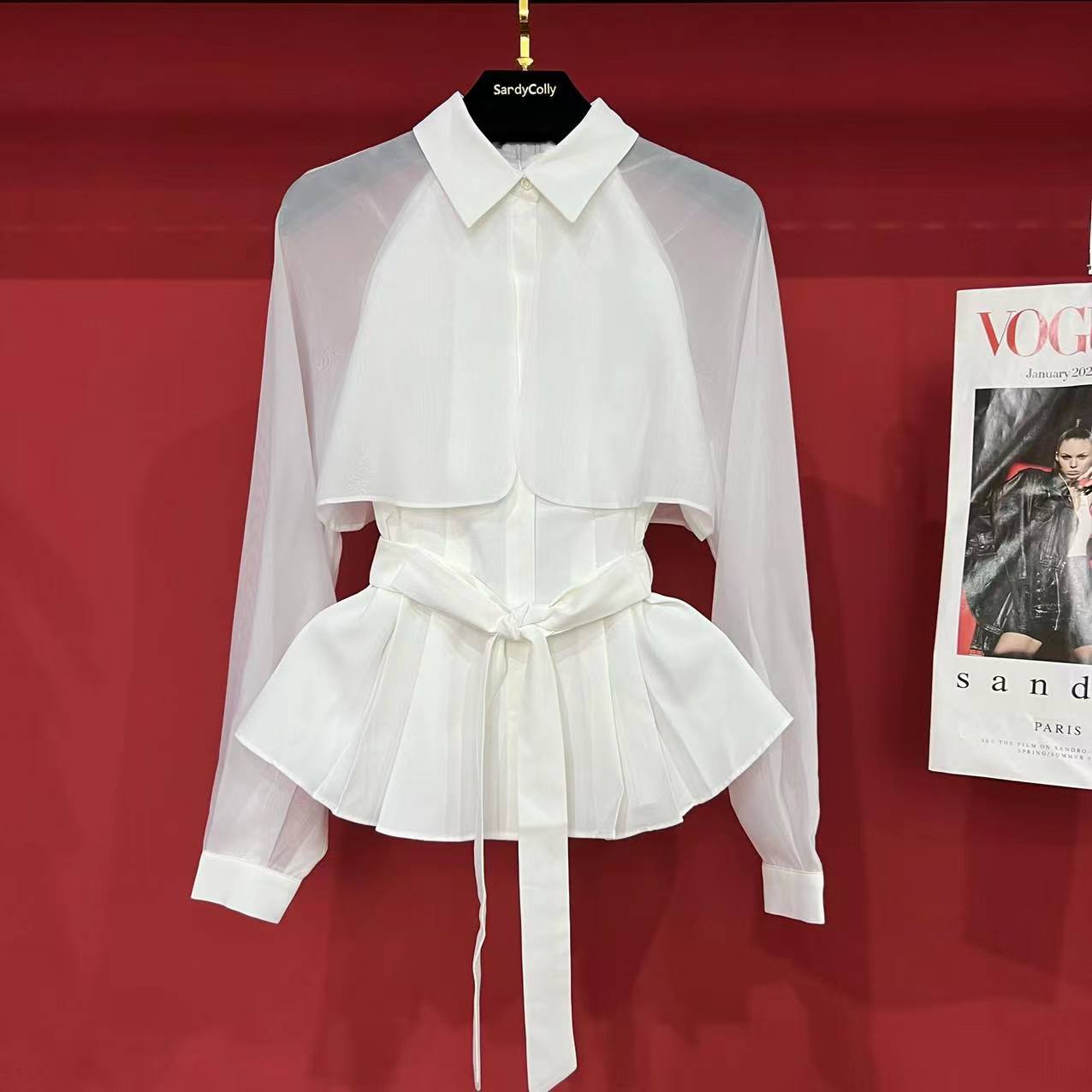 【2025春款】优雅气质长袖系带收腰上衣 1922