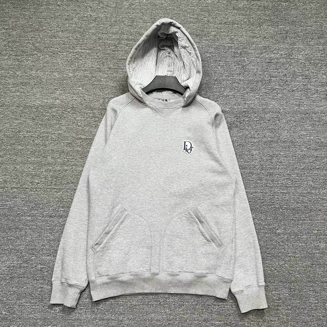 全新未使用 DIOR/迪奥 灰色连帽胸口经典logo帽里刺绣帽衫/S码