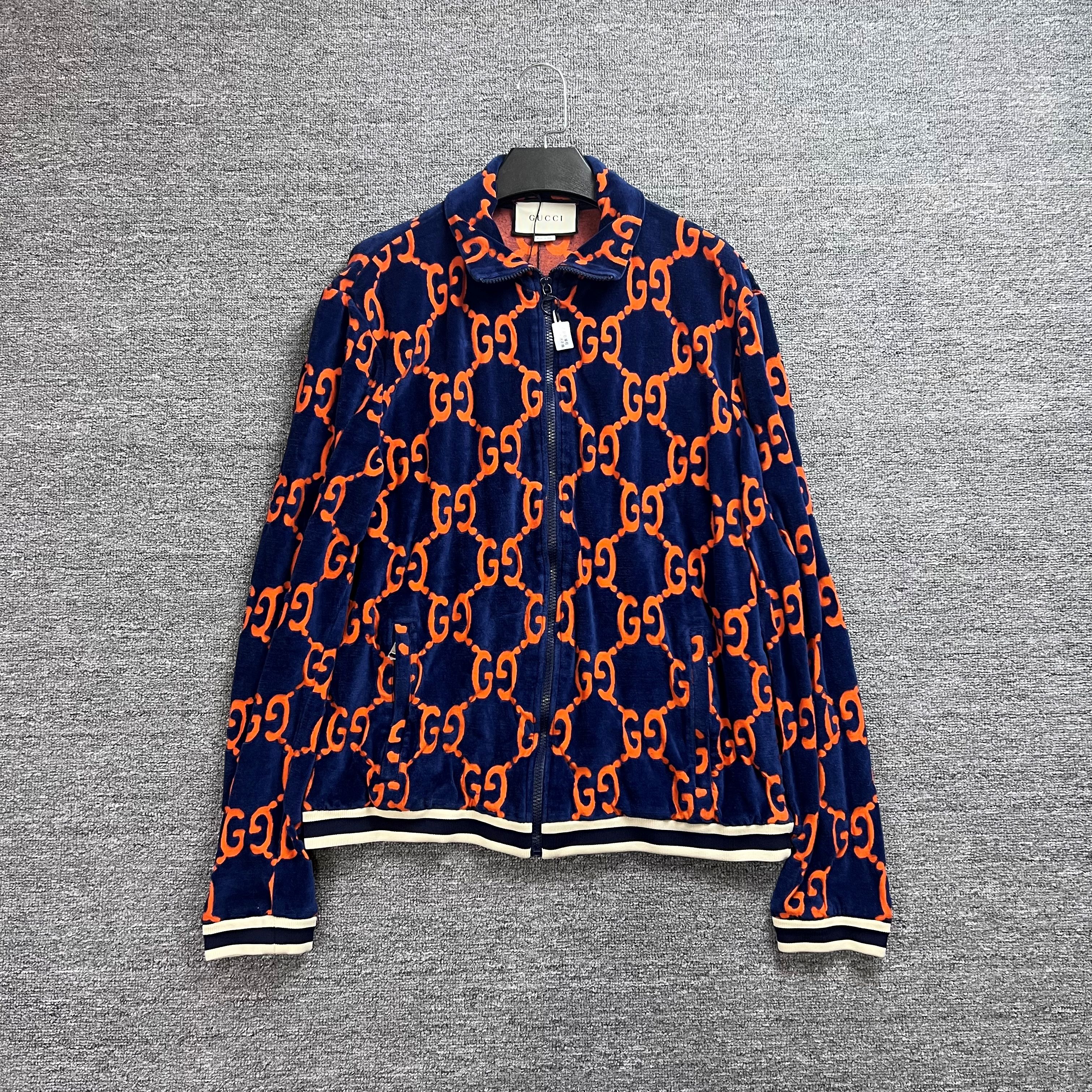99新 GUCCI/古驰 丝绒满印双G夹克外套/L码