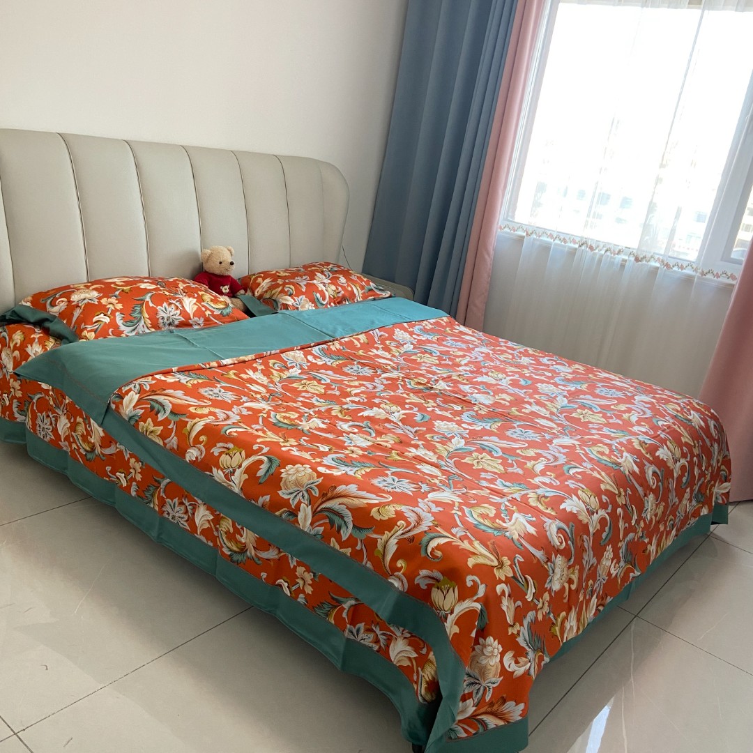 【高端面料】天丝桔色/蓝色拼接款/四件套/代加工不支持退换