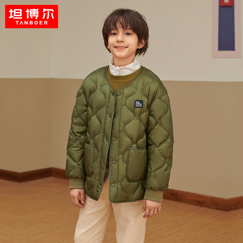 坦博尔男女童羽绒服无领内胆经典百搭冬季轻薄保暖外套TC336201