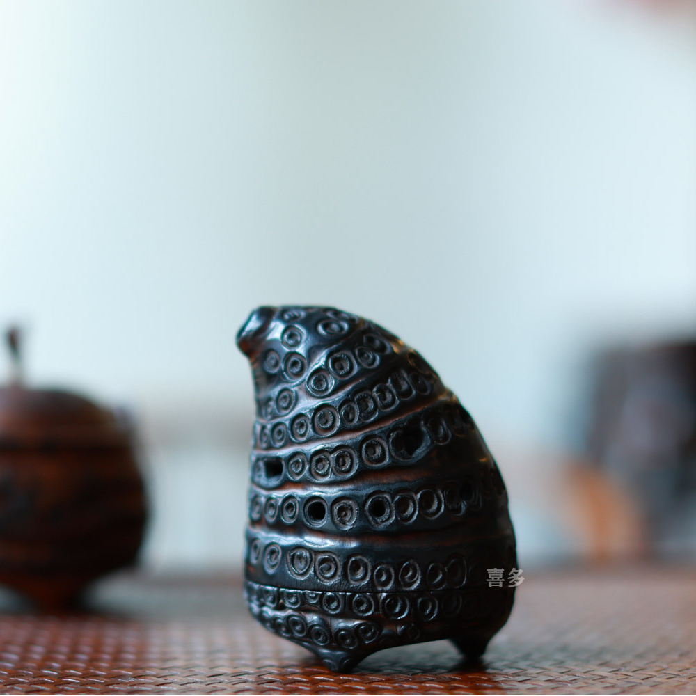 大漆复古竹根香炉根雕香薰香盒禅意茶具茶道家用熏炉香薰摆件家具