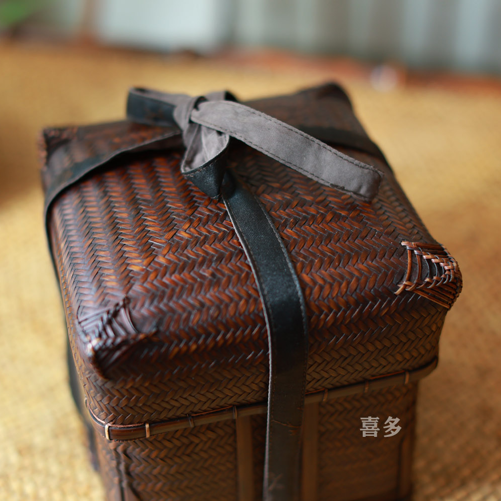 复古手工竹编做旧茶具收纳盒茶杯茶器整理竹编茶盒礼盒首饰盒