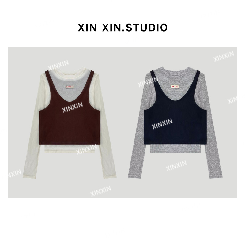 X.x.新款修身百搭防晒休闲显瘦薄T恤背心两件套上衣女C32-89M6831