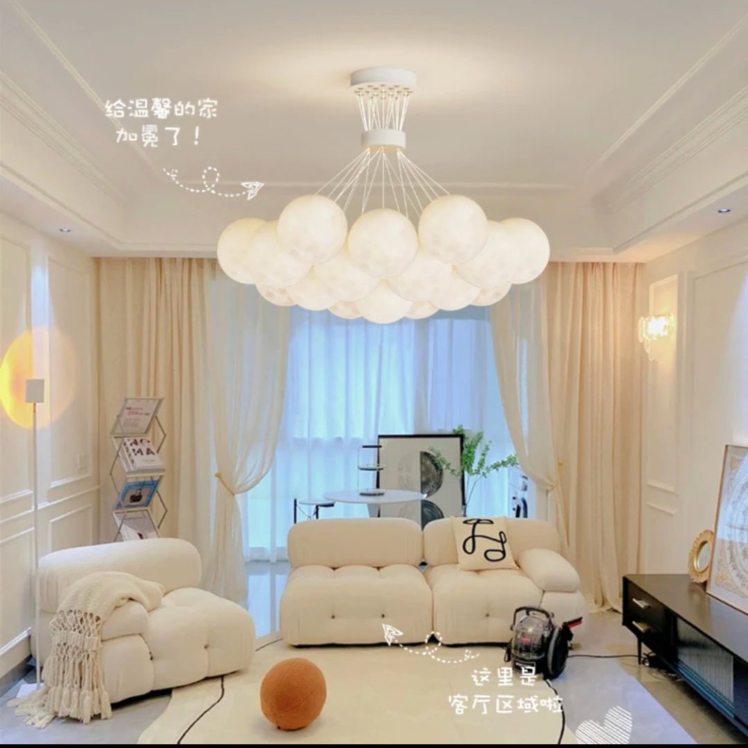 客厅吊灯2025年新款网红奶油风泡泡卧室餐厅儿童房间套餐组合灯具